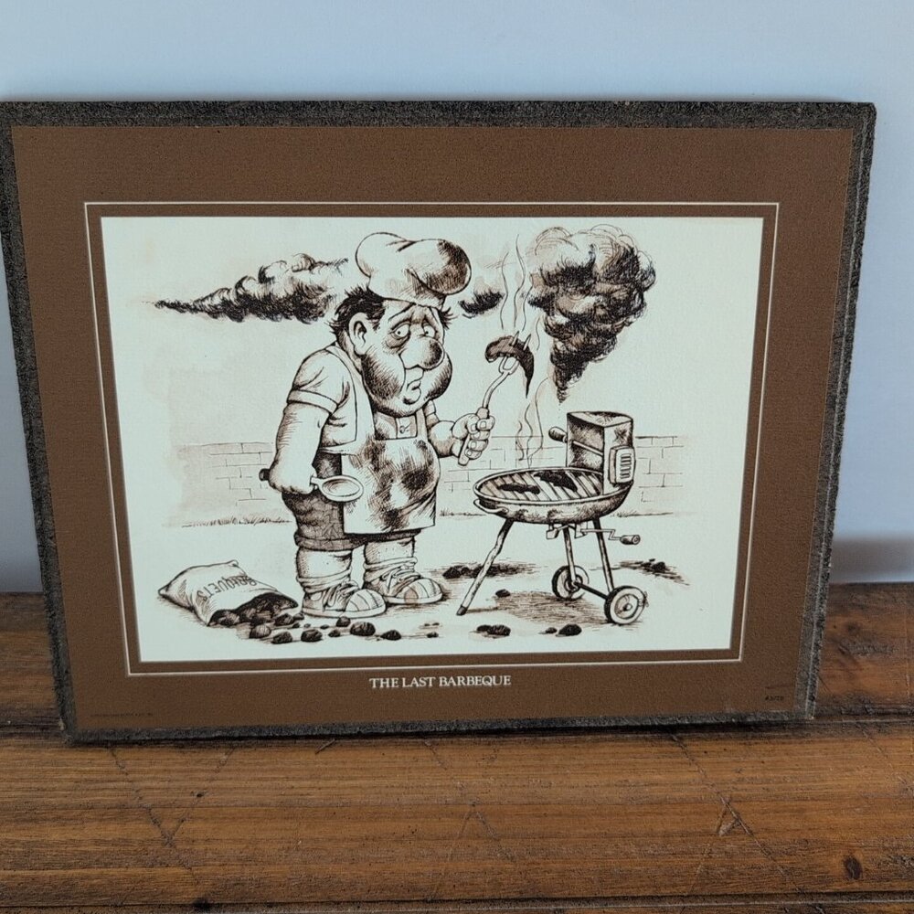 Vintage Wallace Berrie & Co. Inc Hotshots Scratch Wood Wall Hanging Art USA